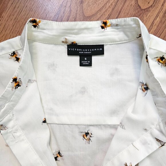 NWT!! Victoria Beckham Bee Print Long Sleeve Button Up Shirt, 100% Cotton, S - Picture 5 of 10